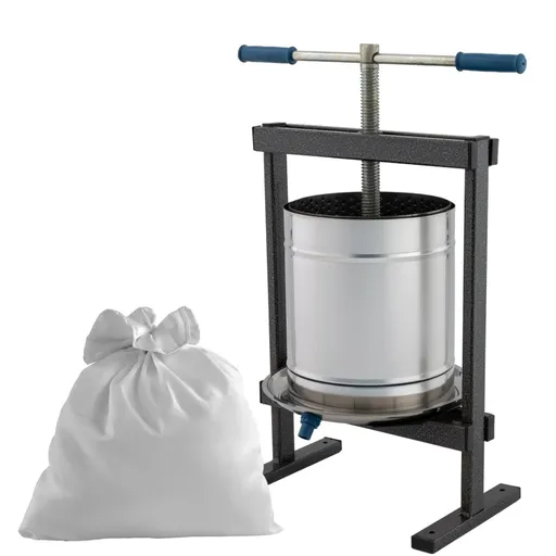 Teasc struguri inox VILEN 15L, cu ax filetat si tava colectare, presare manuala, uz gospodaresc, sac Colectare Inclus