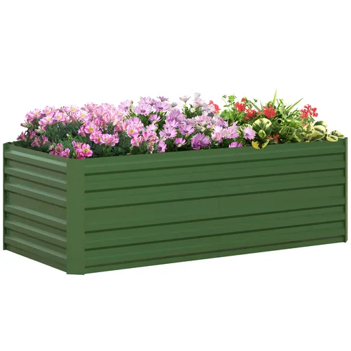 Outsunny Grădină elevate patrulater legume pat jardiniere cu tuburi de armare din oțel galvanizat 180 x 90 x 59 cm | Aosom Romania