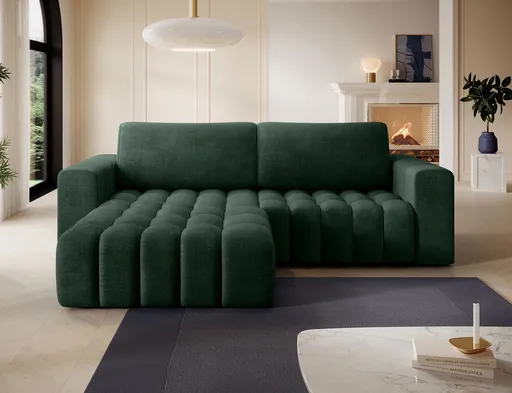 Coltar extensibil stanga 4 locuri ELTAP, Bon-12, Bonett, 250x175x92 cm, lemn/poliester, verde inchis