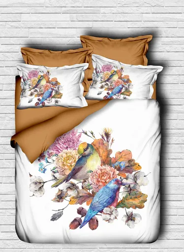 Lenjerie de pat dubla King (IT), 3 piese, L'essentiel Maison, 131, Brown / Blue / White