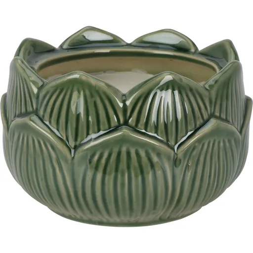 Lumânare în pahar floral din porțelan 12 x 7,8 cm, verde, verde