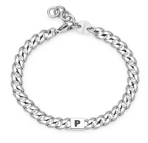 S'Agapõ Brățară din oțel pentru bărbați cu litera P Monogram SMG26