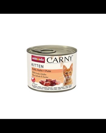 ANIMONDA Carny Kitten Veal&amp;Chicken&amp;Turkey 200 g Hrana pisoi, cu vitel, pui si curcan