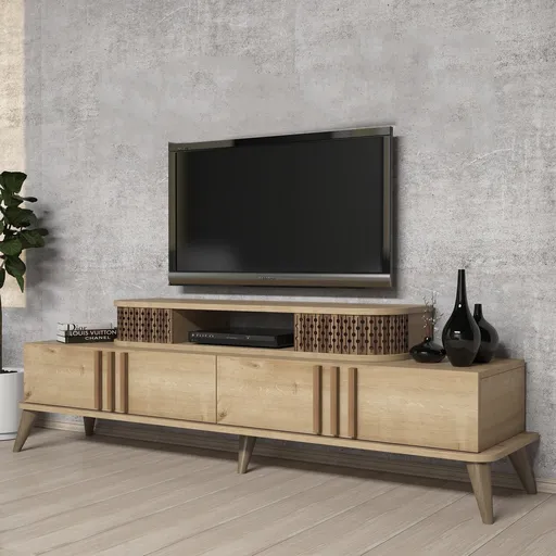 Comoda TV, Hanah Home, Eylul, 168x39x51 cm, Stejar