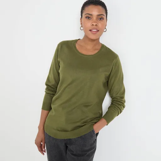 Pulover cu guler rotund, culoare uni