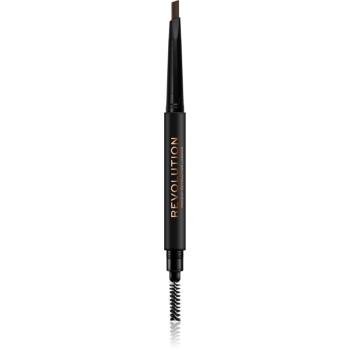 Makeup Revolution Duo Brow Definer creion sprâncene precise culoare Medium Brown 0,25 g