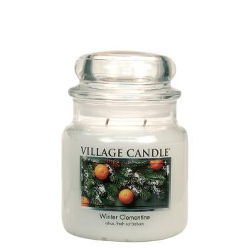 Village Candle Lumânare parfumată în sticlă Mandarină festivă (Winter Clementine) 390 g