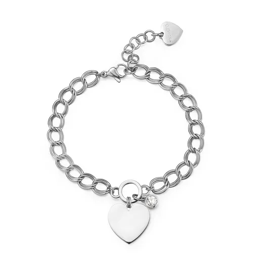 S'Agapõ Brățară de neratat din oțel cu inimioară My love SYL21