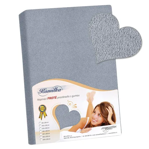 Cearșaf de pat Kamilka din frotir gri-albăstrui, albastru, 160 x 200 cm