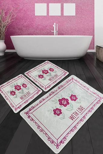 Set covorase de baie, L'essentiel Maison, With Flower Djt, Poliester, Multicolor