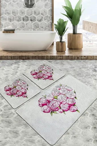 Set covorase de baie, L'essentiel Maison, Peonia Djt, Poliester, Multicolor