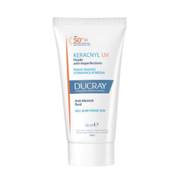 Ducray Fluid de protecție pentru tenul problematic SPF 50+ Keracnyl UV (Anti-Blemish Fluid) 50 ml