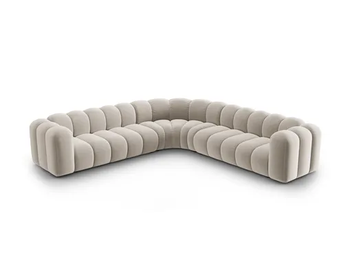 Coltar simetric modular 5 locuri, Lupine-44, Micadoni Home, 309x309x70 cm, catifea, bej