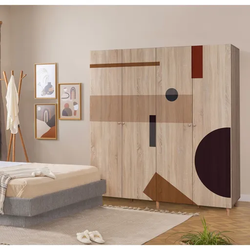 Dulap pentru haine, Hanah Home, Loni 4 -969, 180x192x52 cm, Sonomo