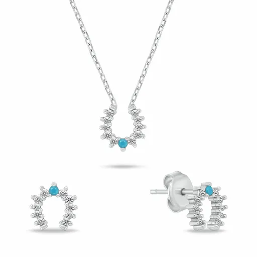 Brilio Silver Set de bijuterii din argint Potcoavă cu zircon cubic SET282WTQ (colier, cercei)