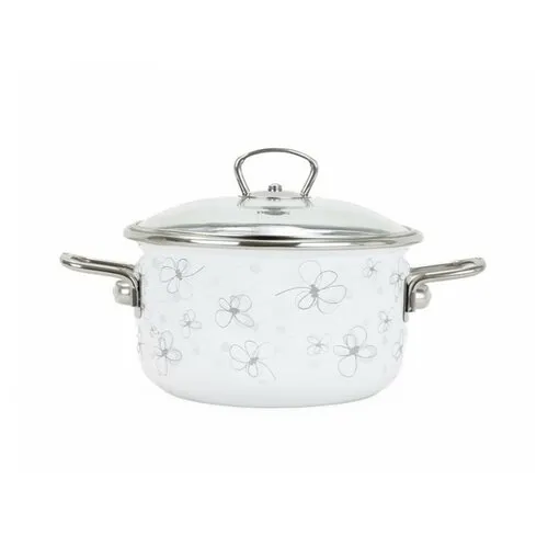 Oală emailată cu capac Belis Premium, alb, 16 cm, 1,5 l, 1,5 l