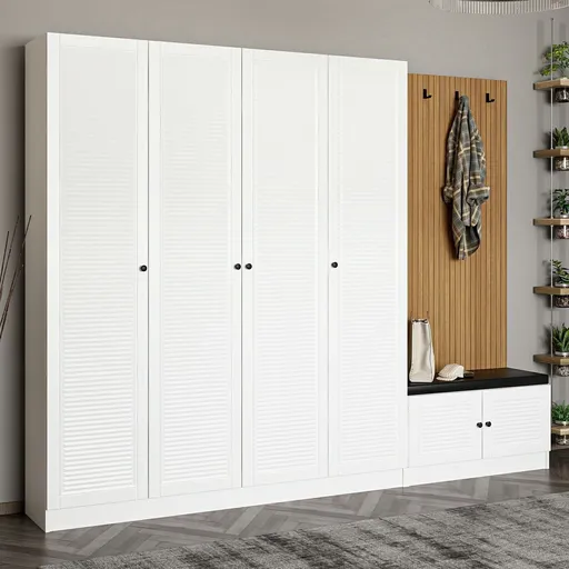 Cuier de perete, Hanah Home, Noah, 270x210x35 cm, Alb