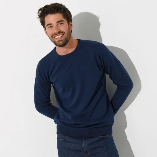 Pulover cu guler rotund, 80% lână, 20% poliamidă