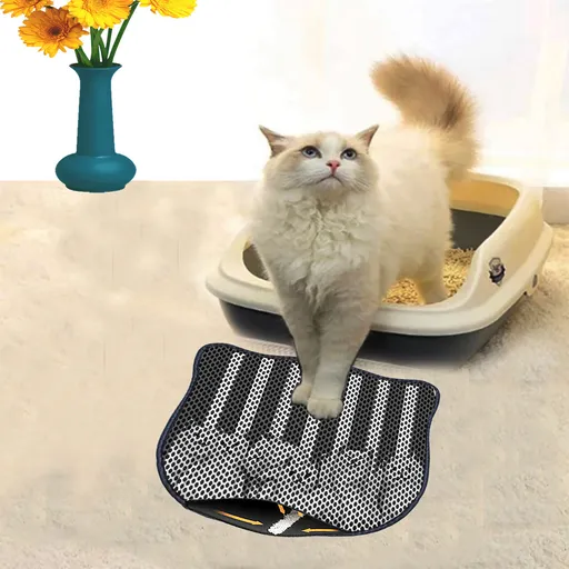 Covoras litiera pentru colectarea granulelor de nisip, Paws & Whiskers, Kdkafa0042, 50% PVC/50% poliester, Multicolor