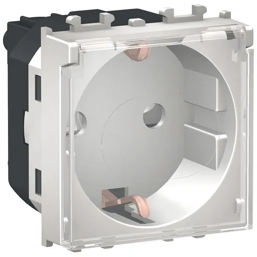 Priza 2P+E 2 module cu obturatoare + capac transparent Schneider Easy Styl LMR5310004, argintiu