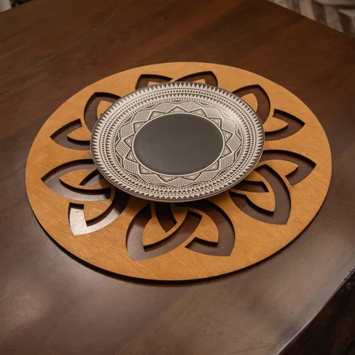 Set de covorașe de masă din lemn, Hermia, 790PYN1118, Dimensiune: 36 x 36 cm (4 bucăți), Maro