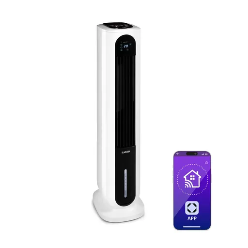Klarstein Polar Tower Smart, ventilator, răcitor de aer, 7L, 85W, telecomandă, 5 cutii de răcire