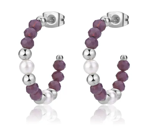 S'Agapõ Cercei rotunzi din oțel cu mărgele Glint SGI21