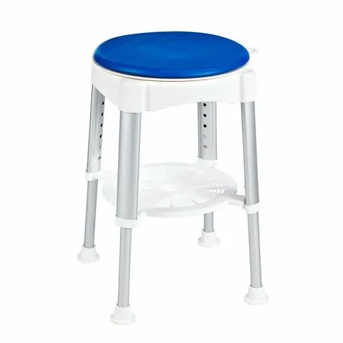 SAPHO A0050401 Scaun rotativ pentru persoane cuhandicap, înălțime reglabilă, alb/albastru