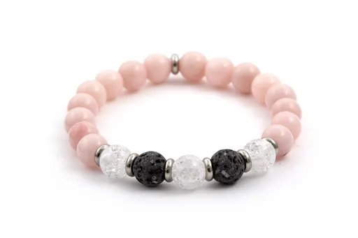 Agato Brățară cu mărgele din piatră de lavă, jadeit și cristal MINK35/17