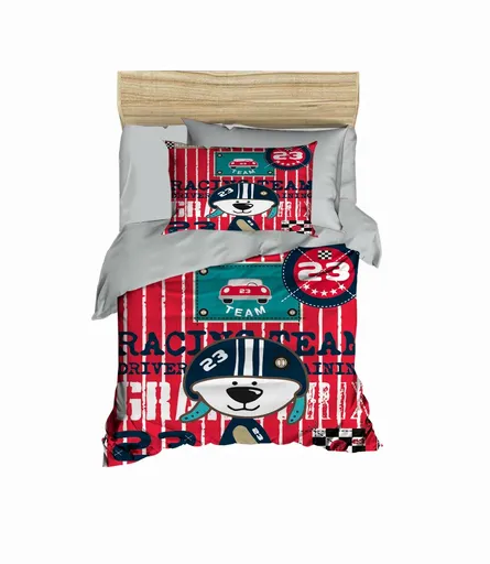 Lenjerie de pat pentru copii, L'essentiel Maison, PH112, Roșu / Gri / Bleumarin