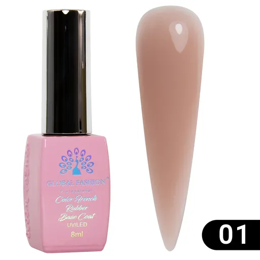 Base Coat Color French, Global Fashion, 8 ml,  01 Nude, TPO Free