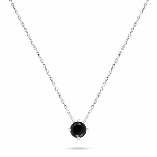 Brilio Silver Colier minimalist din argint cu zircon negru NCL73WBC