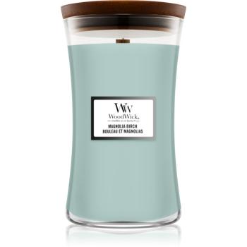 Woodwick Magnolia Birch lumânare parfumată cu fitil din lemn 610 g