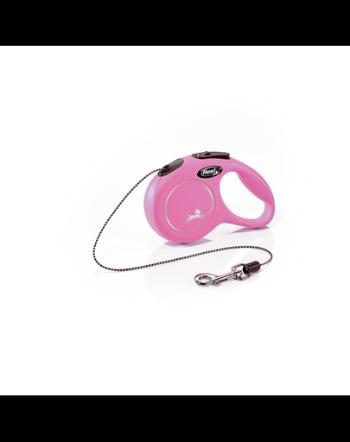 FLEXI New Classic lesa automata cu sir pentru caini, roze, marimea XS, 3 m