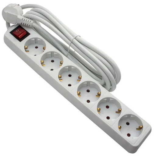 Prelungitor 6P 3m, 3x1.5mm2, cu intrerupator, alb Strohm SM-6PK-3M-WH-1.5MMP