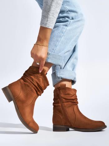 Botine confortabile pentru femei maro pe călcâi plat