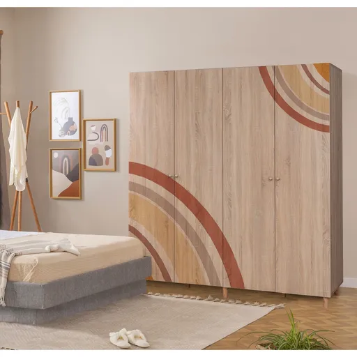 Dulap pentru haine, Hanah Home, Loni 4 -978, 180x192x52 cm, Sonomo