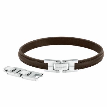 Trussardi Brățară elegantă din piele de culoare maro închis T-Leather TJAXV21