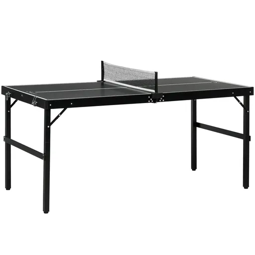 SPORTNOW Set de tenis de masă, pliabil, încuietoare și mâner, cadru din aluminiu, 152x76x72 cm, Negru | Aosom Romania