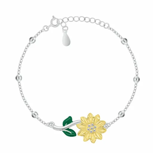 Brilio Silver Brățară jucăușă din argint cu floarea soarelui BRC224W