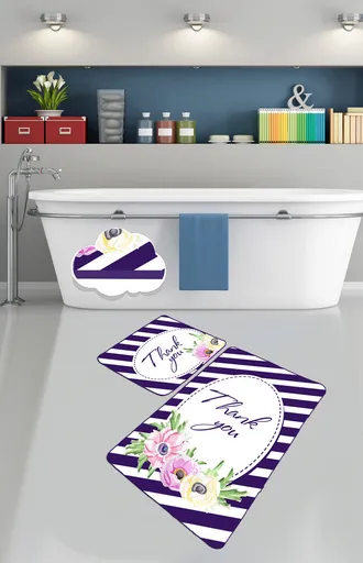 Set covorase de baie, L'essentiel Maison, Thank You, Poliester, Multicolor