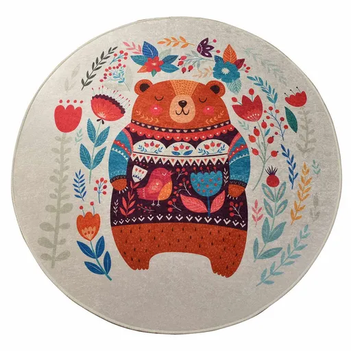 Covor Chilai Home 876CHL1173, Ø 140 cm, Fire de catifea antibacteriene, Gri