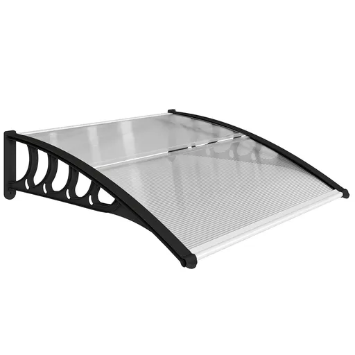 Outsunny Copertină pentru uși și ferestre 103x96,5 cm cu panouri din policarbonat și bare din aluminiu, transparentă | Aosom Romania