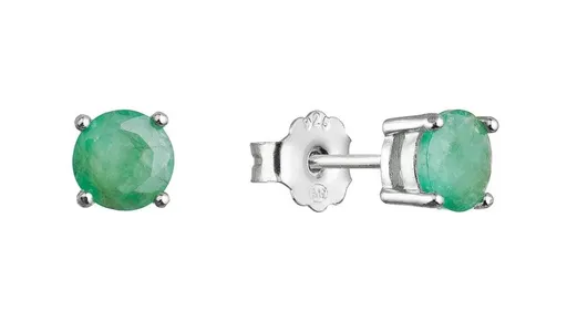 Evolution Group - Pavona Cercei din argint de tip știft cu smarald autentic 11485.3