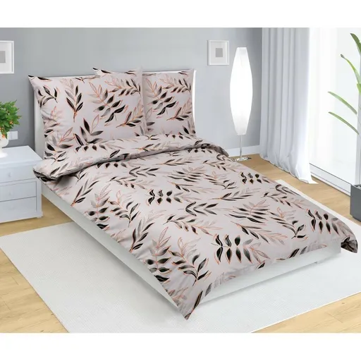 Lenjerie de pat din bumbac Bellatex Frunză gri, 140 x 220 cm, 70 x 90 cm, 140 x 220 cm, 70 x 90 cm