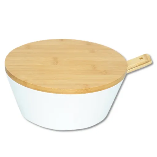 Kesper 32620 Salatieră cu tacâmuri și capac, albă,diametru 26 cm