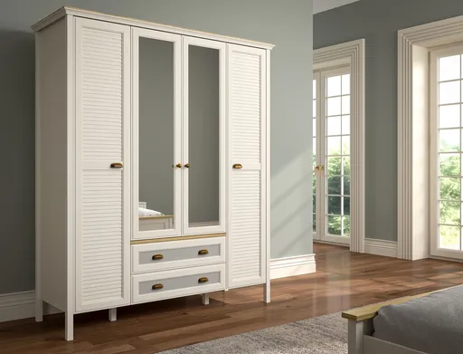 Dulap pentru haine, Hanah Home, FRN-21001, 165.2x195.7x59.9 cm, PAL, Crem / Stejar / Gri