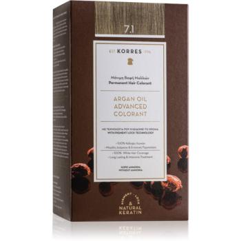 Korres Argan Oil Culoare permanenta pentru par cu ulei de argan culoare 7.1 Ash Blonde 50 ml