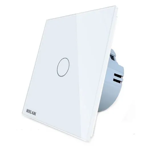 Intrerupator simplu cu touch Welaik panou din sticla A1911CW, alb