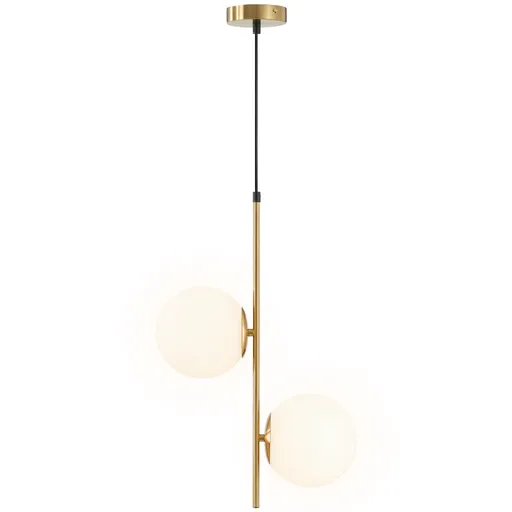 HOMCOM Lampă Suspendată cu 2 Abajururi din Sticlă și Cablu Reglabil, Lampă Modernă din Metal, 32x15x51 cm, Auriu | Aosom Romania